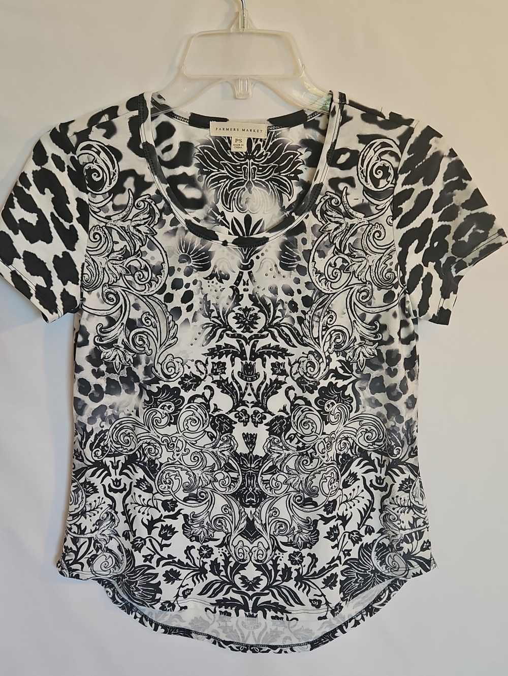 Black & White Short Sleeve Printed Tee